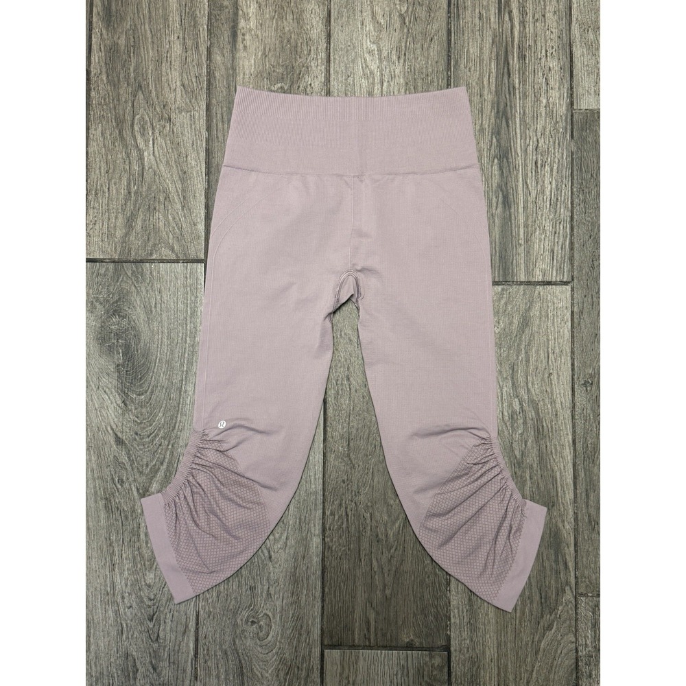 LULULEMON Awakening Tight Crop Pink Capri Leggings Taryn Toomey Yoga Workout 2